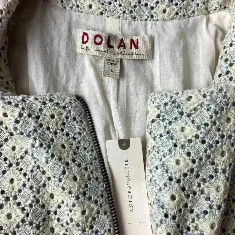 Dolan anthropologie Rossi Eyelet ivory blue moto jacket s small boho festival - Picture 8 of 10